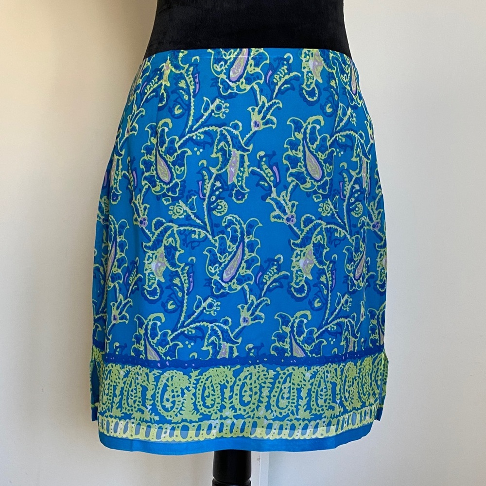 Boston Proper Vibrant Blue Paisley Mini Skirt